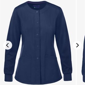 Healing Hands Purple Label Daisy Women's 4-Pocket STRETCH Scrub Jacket navy xs